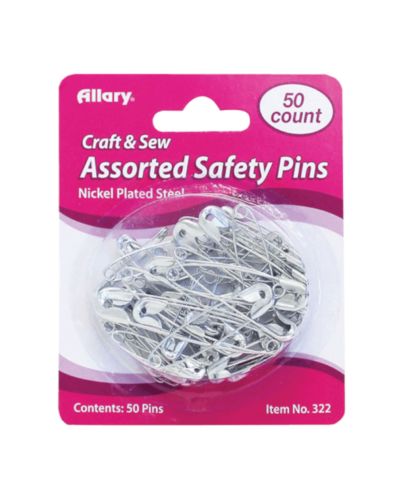 SAFETY PINS-STEEL ASSORTE 50CT