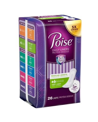 POISE LINERS VERY LIGHT BLADDER LEAKAGE REGULR26CT