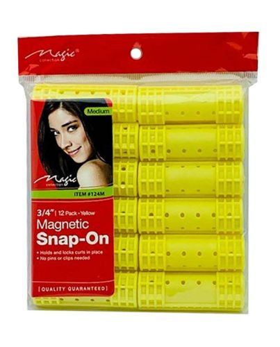 12 PACK MEDIUM MAGNETIC SNAP ON ROLLERS 3/4 INCHES
