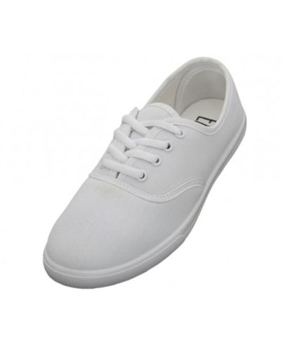 GIRLS WHITE CANVAS SHOES WITH LACE