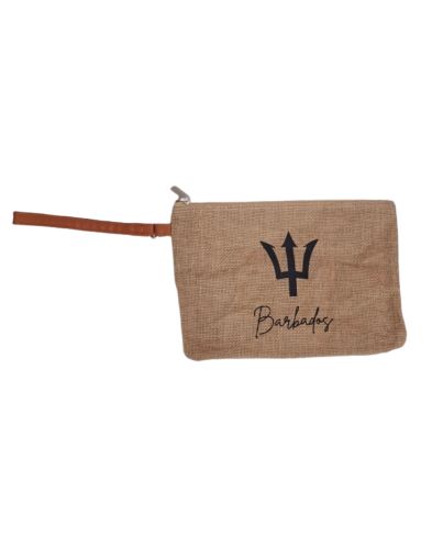 BLACK TRIDENT CANVAS CLUTCH BAG