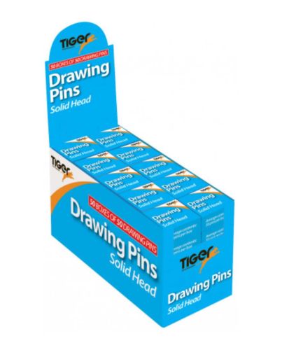 BOX 50 DRAWING PINS BRASS