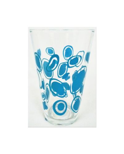 GLASS TUMBLER W/ BLUE PRINT