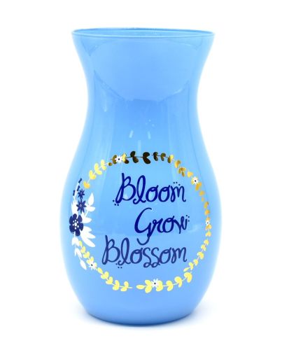 BLOOM GROW BLOSSOM BLUE GLASS VASE