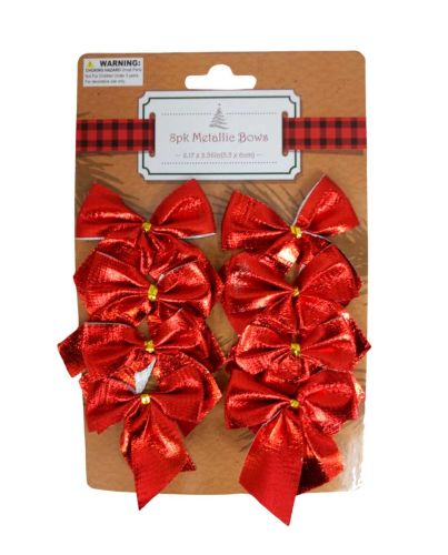 8CT METALLIC RED BOW MINI