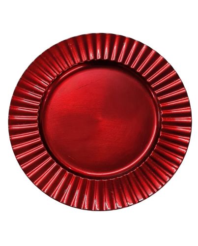 CHARGER PLATE WAVY SCALLOPED RED