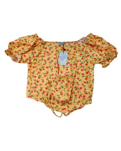 LADIES BLOUSE WITH SHORTSLEEVE YELLOW