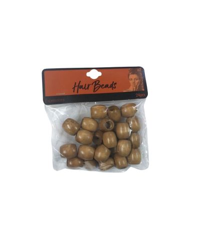 LARGE LIGHT BROWN HAIR BEADS (24 PIECES)