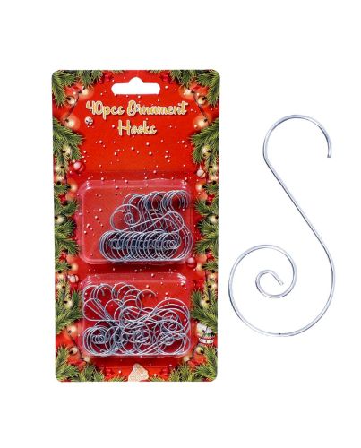 SILVER ORANMENT HOOK, 40PC