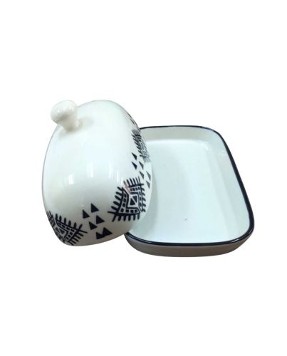 PORCELAIN BUTTER DISH W/LID DECAL