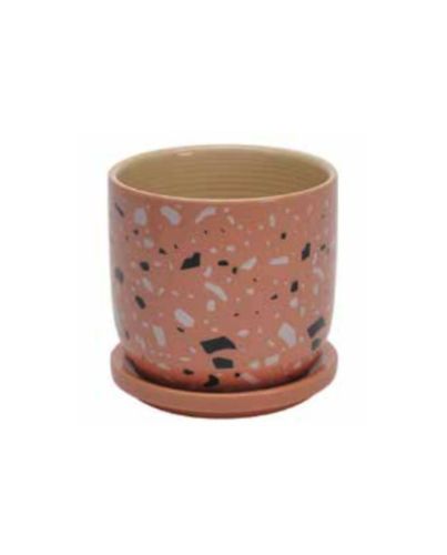 4.5'' ROSE SPECKLE PLANTER WITH SAUCER
