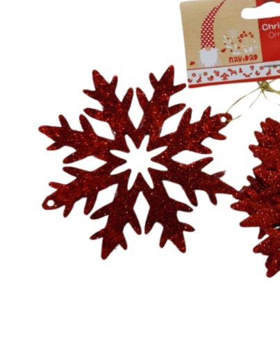 6PC RED SNOWFLAKE CHRISTMAS HANGING  ORNAMENT