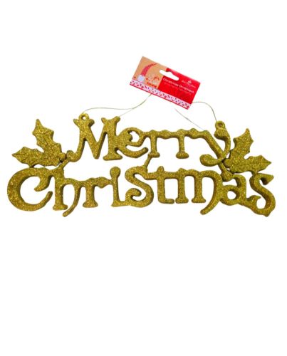 MERRY CHRISTMAS GOLD HANGING ORNAMENT