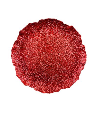 CHARGER PLATE LEAF RED