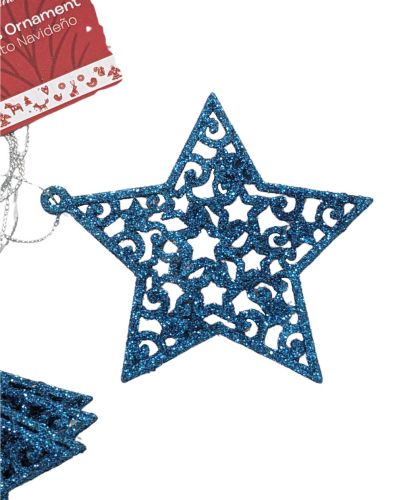 6PC BLUE STAR CHRISTMAS HANGING ORNAMENTS