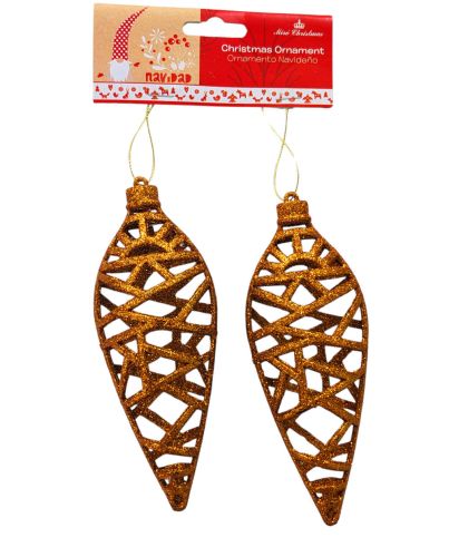 2PC COPPER CHRISTMAS HANGING ORNAMENTS