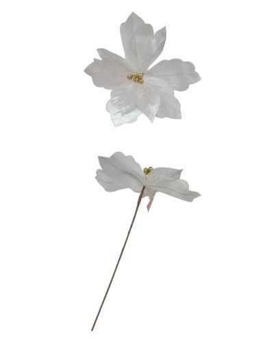 ARTIFICIAL WHITE/GOLD POINSETTIA FLOWER