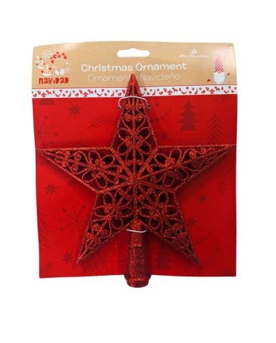 RED CHRISTMAS STAR TREE TOP