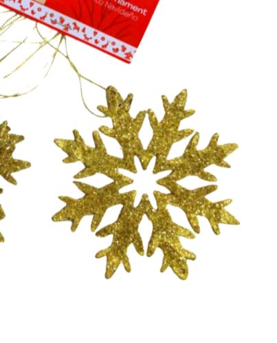 6PC GOLD SNOWFLAKE CHRISTMAS HANGING ORNAMENTS