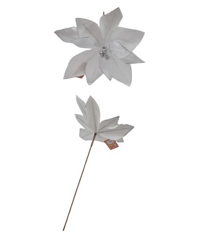 ARTIFICIAL SILVER WHITE POINSETTIA FLOWER
