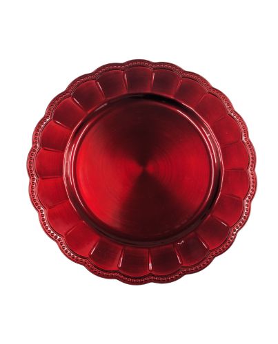 CHARGER PLATE BEADED ACRYLIC RED
