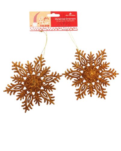 2PC COPPER SNOWFLAKE CHRISTMAS HANGING ORNAMENTS