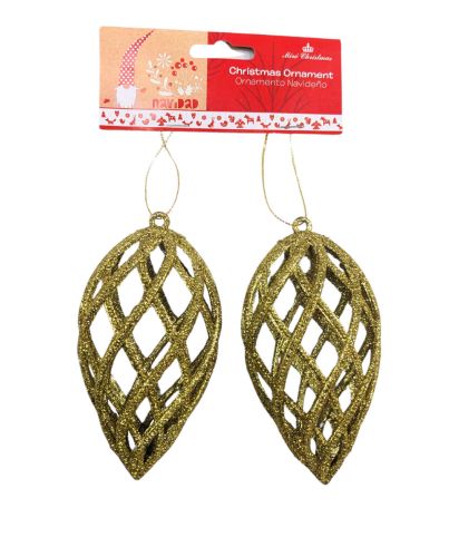 2PC GOLD CHRISTMAS HANGING ORNAMENTS