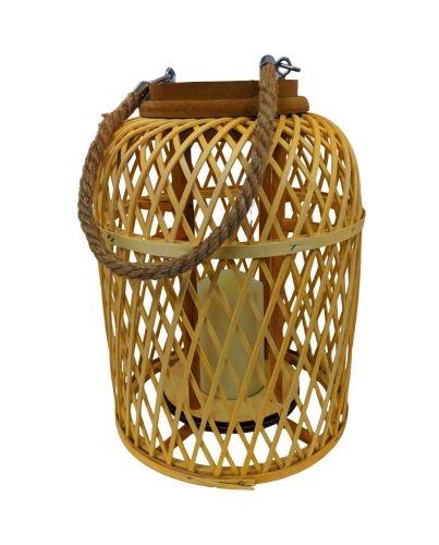 WOODEN LANTERN W/CANDLE