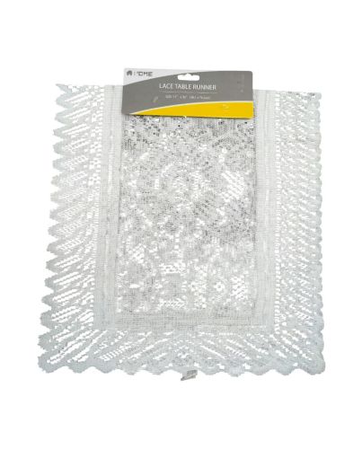 LACE TABLE RUNNER WHITE15inx30in