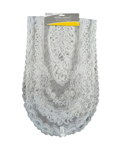 LACE TABLE RUNNER  WHITE 15inx45in