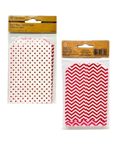 24CT RED CHEVRON/DOTS PAPER BAGS