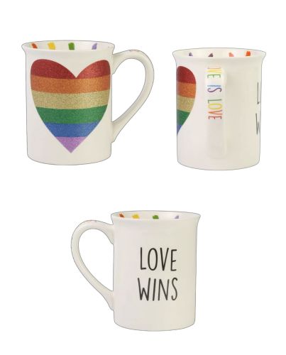 MUG GLITTER RAINBOW HEART