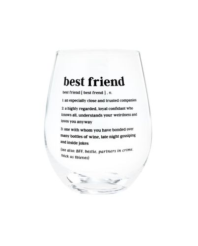 WINE STEMLESS GLASS 16OZ BESTFRIEND