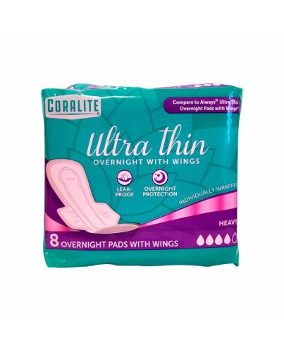 CORALITE PADS 8CT U/THIN O/NIGHT WINGS