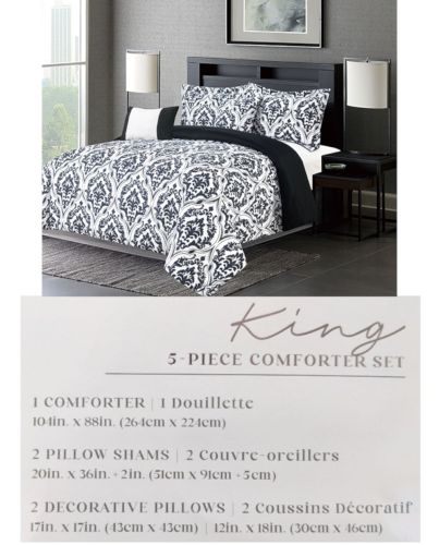 5PC COMFORTER SET DAMASK PRINT