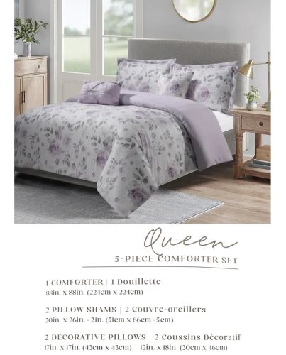 5PC COMFORTER SET ROASLIE PRINT