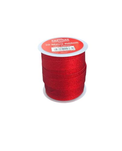 10M GLITTER RIBBON RED