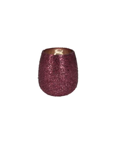 BEADED VOTIVE 10CM RED