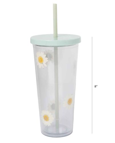 TUMBLER SUNFLOWER W/STRAW 22OZ