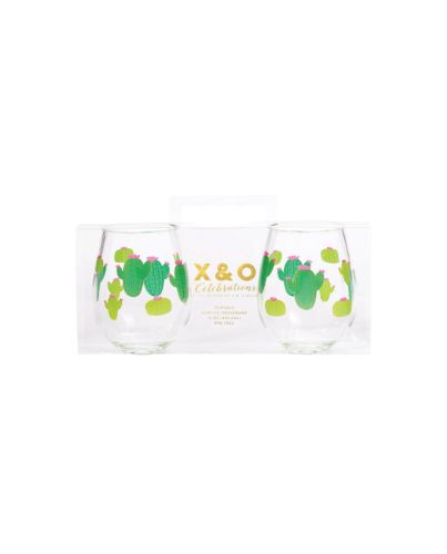 WINE STEMLESS 15OZ CACTUS