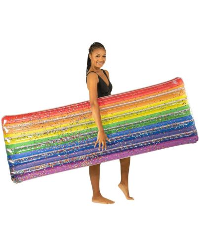 GLITTER RAINBOW POOL RAFT 74in