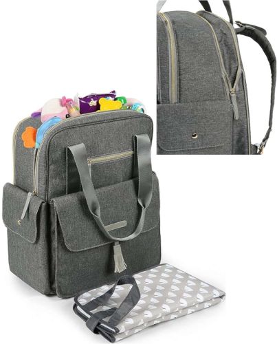 DIAPER BAG EXPANSION BACKPACK GREY