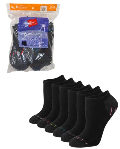 6PK HANES WOMEN NO SHOW SOCKS MEDIUM