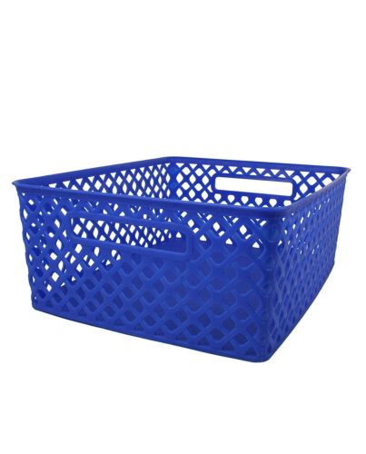 MED WOVEN BASKET BLUE