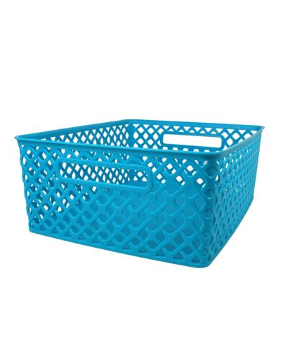 MED WOVEN BASKET TURQUOISE