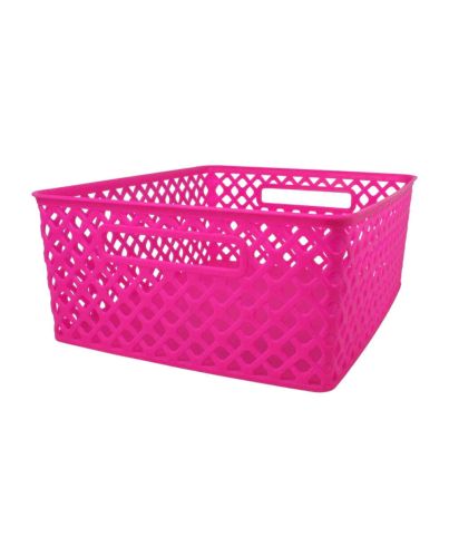 MED WOVEN BASKET HOT PINK