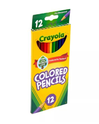 CRAYOLA 12CT PRE SHARPENED COLORED PENCILS