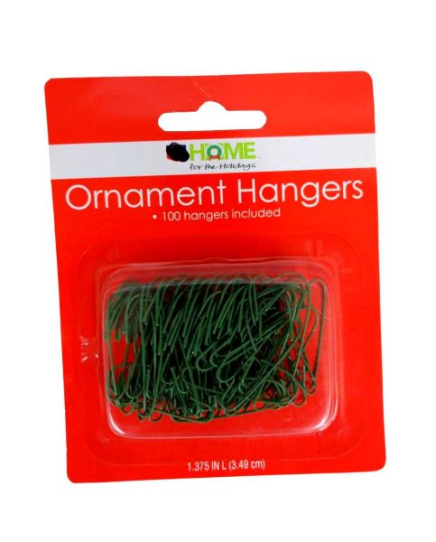 GREEN ORNAMENT HANGERS 100CT