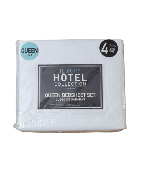 WHITE QUEEN BEDSHEET SET